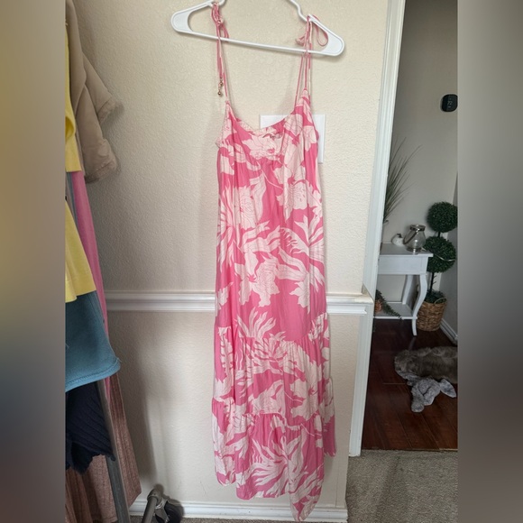 Pink Tropical Print Slip Dress medium H&M - Picture 13 of 13